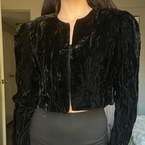 Elegant Black Velvet Women's Jacket